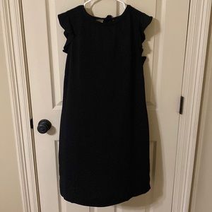 Perfect LBD! Loft Black dress ties in the back with ruffle sleeves